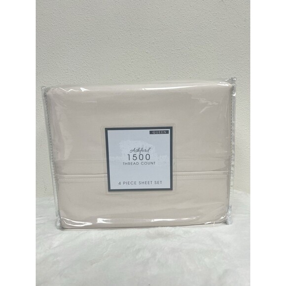 Ashford Solid 1500 Thread Count 4 Piece Queen Sand Sheet Set - Picture 1 of 2